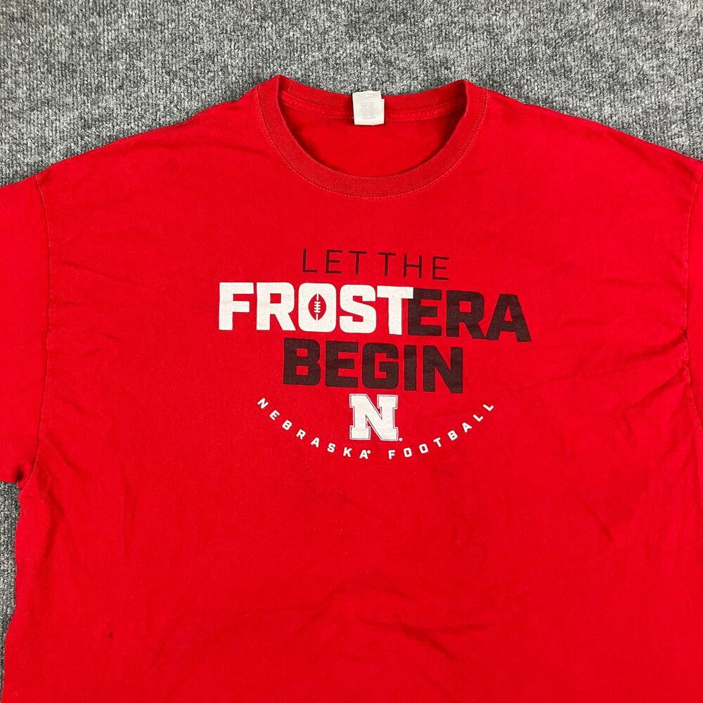 Gildan Nebraska Football T-Shirt Mens 3XL Red Frost Era Graphic Short Sleeve Tee